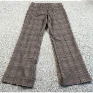 Hybrid Pants Womens 6 Brown Glen Plaid Side Zip Flare Trouser Career Dress Work